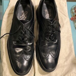 Salvatore Ferragamo leather Black Men's Dress Shoes/loafers Sz 10 made in Italy